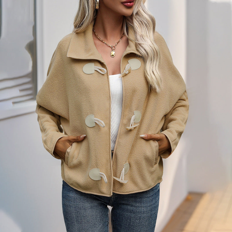 Damen Kurz geschnittene Teddy‑Fleece Jacke mit Knebelverschlüssen Shop Nory