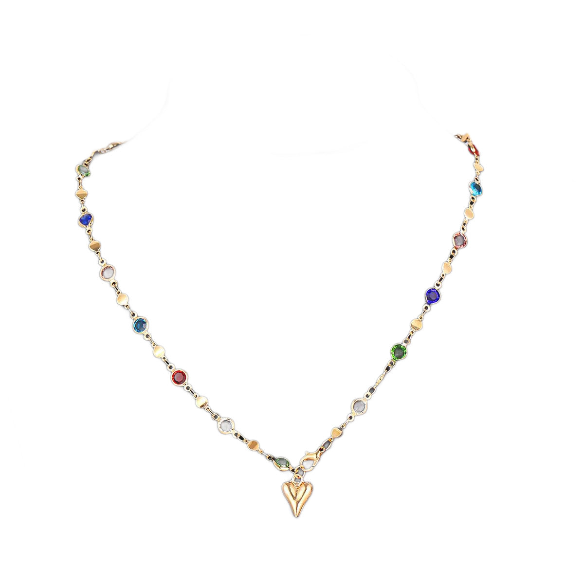 Damen Y-Halskette mit bunten Kristallelementen und Herzen Shop Nory