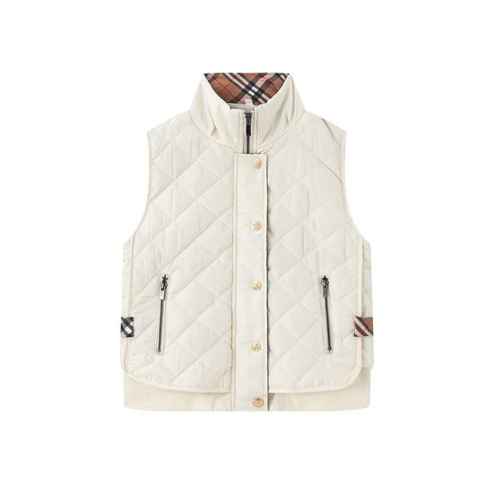 Damen Gestepptes ärmelloses Bodywarmer mit Stehkragen, Reißverschluss, Druckknopfleiste und geripptem Saum Shop Nory