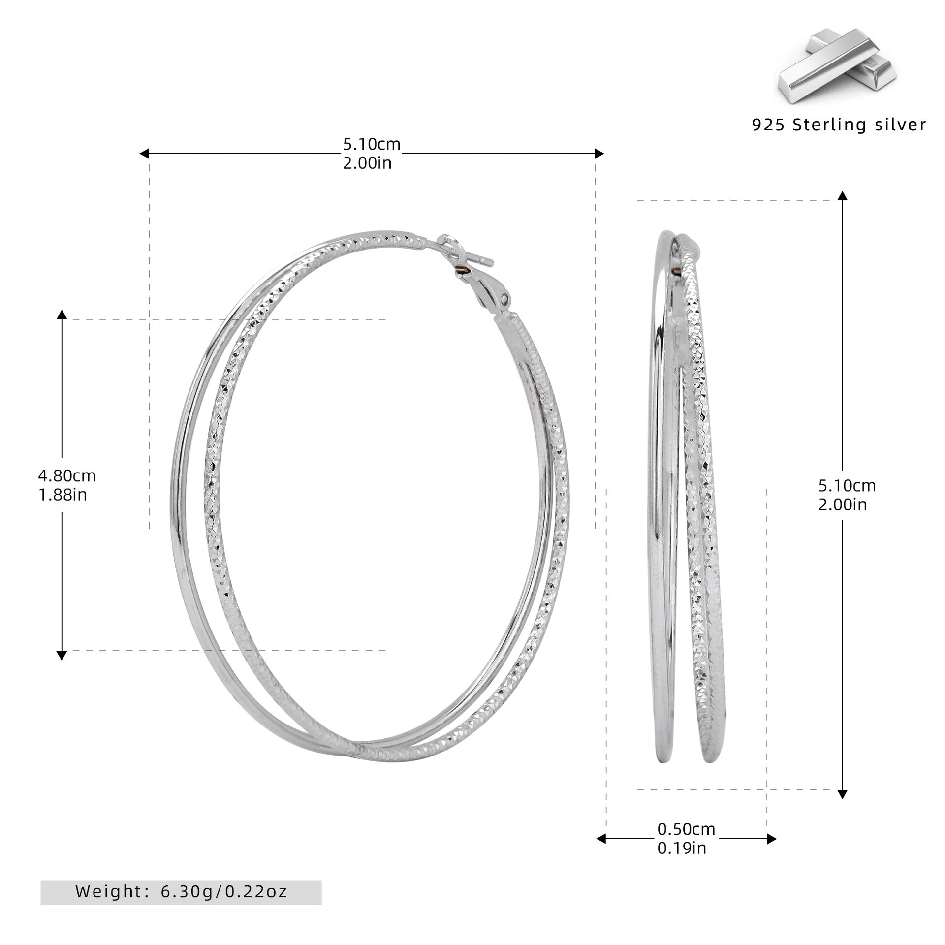 Damen Creolen aus 925 Sterling Silber mit funkelnden Zirkonsteinen Shop Nory