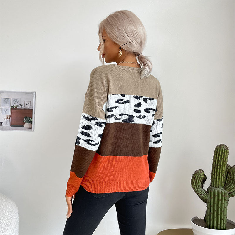 Damen Lässiger Strickpullover mit Animal-Print Shop Nory