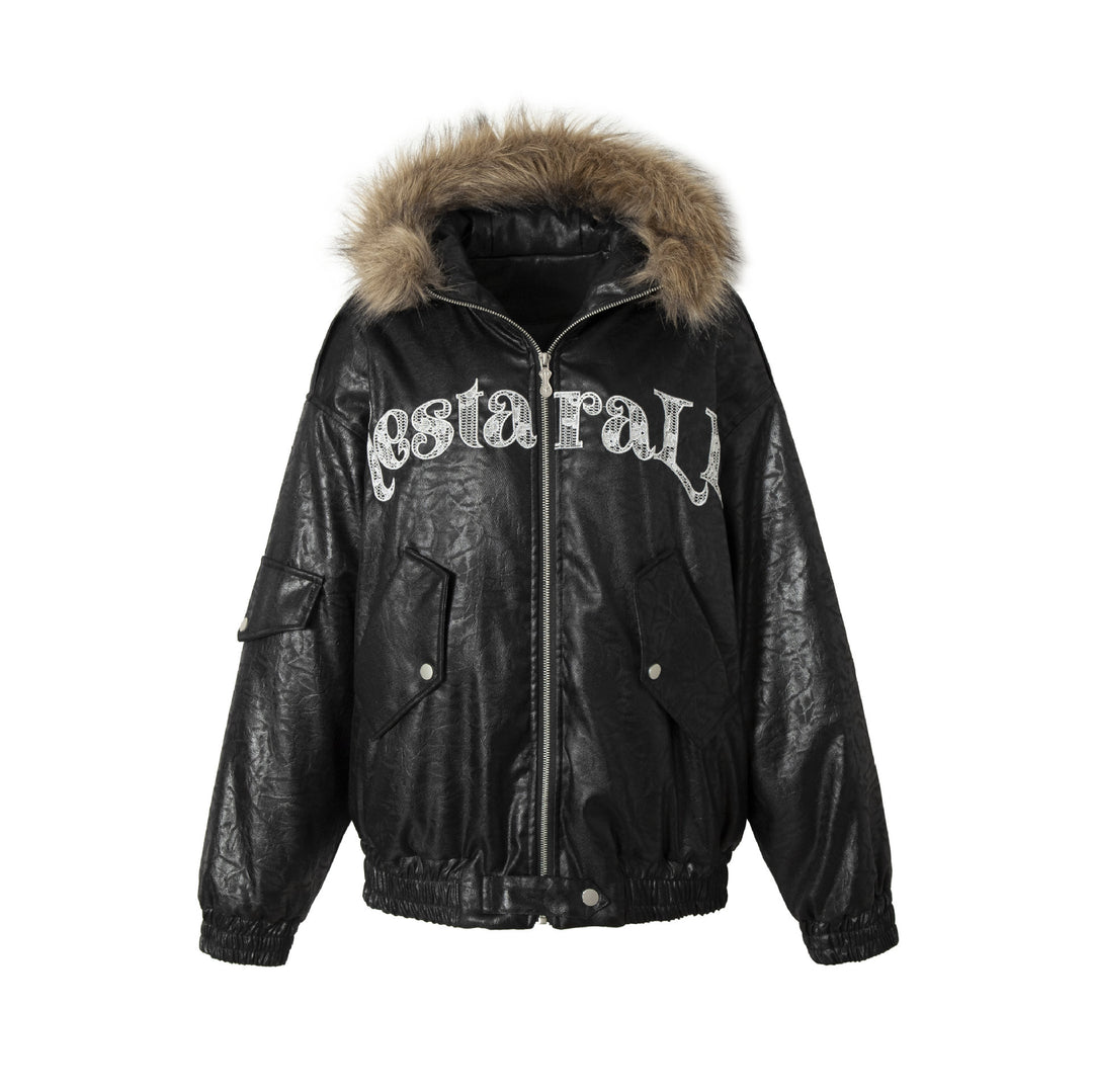 Herren Gepolsterter Oversize-Bomber mit Kunstpelzkragen und Utility-Taschen Shop Nory
