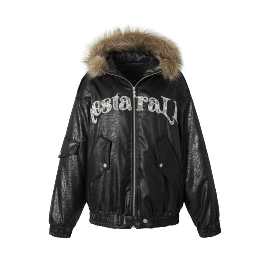 Herren Gepolsterter Oversize-Bomber mit Kunstpelzkragen und Utility-Taschen Shop Nory
