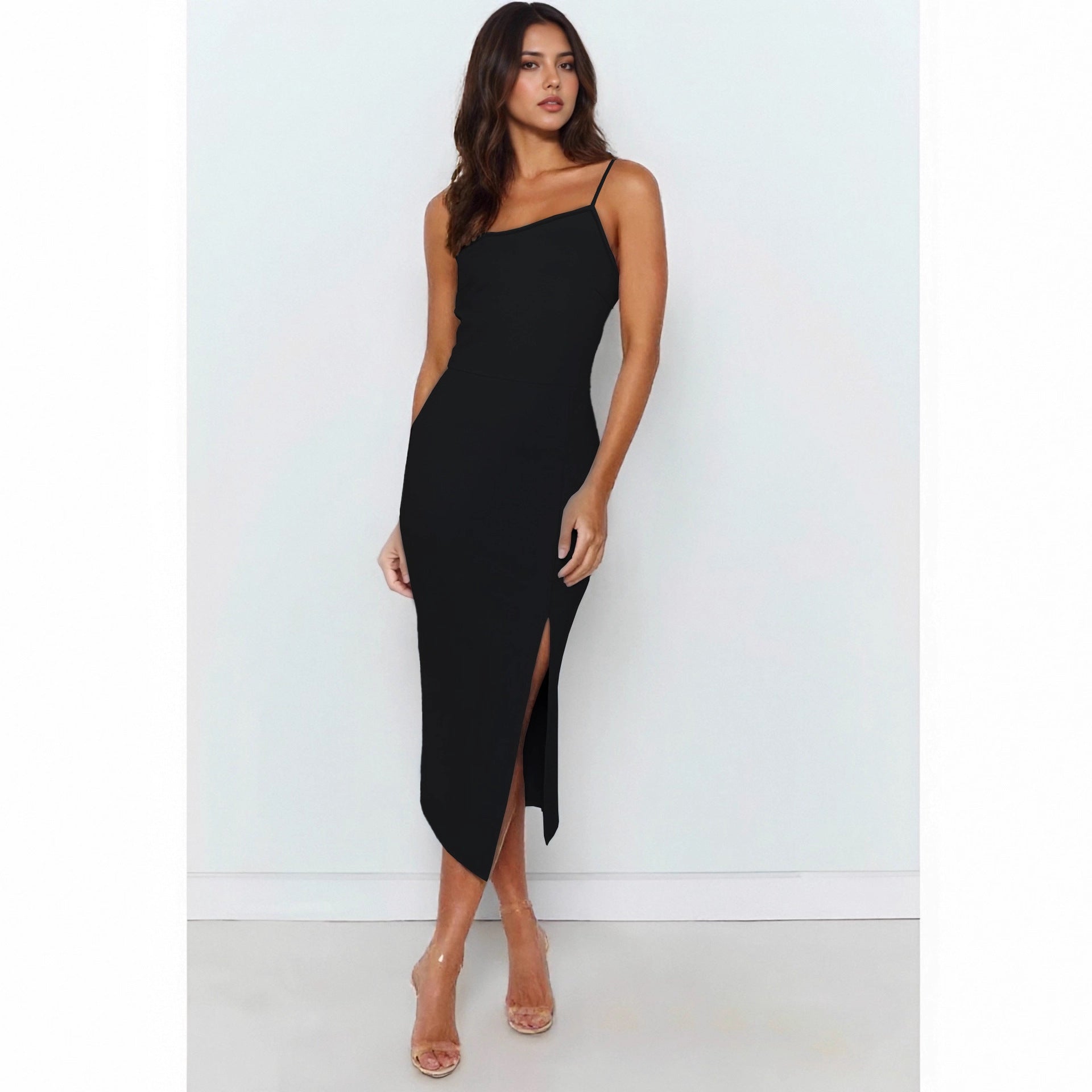 Damen ärmelloses Midi-Kleid mit elegantem Schlitz