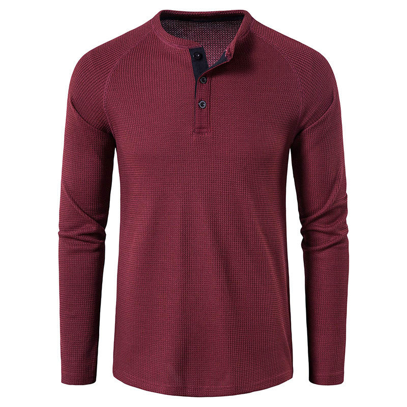 Herren nan strukturiertes Henley-Langarmshirt mit Waffelstruktur, Halbknopfleiste und Raglanärmeln Shop Nory