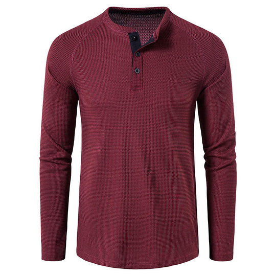 Herren nan strukturiertes Henley-Langarmshirt mit Waffelstruktur, Halbknopfleiste und Raglanärmeln Shop Nory