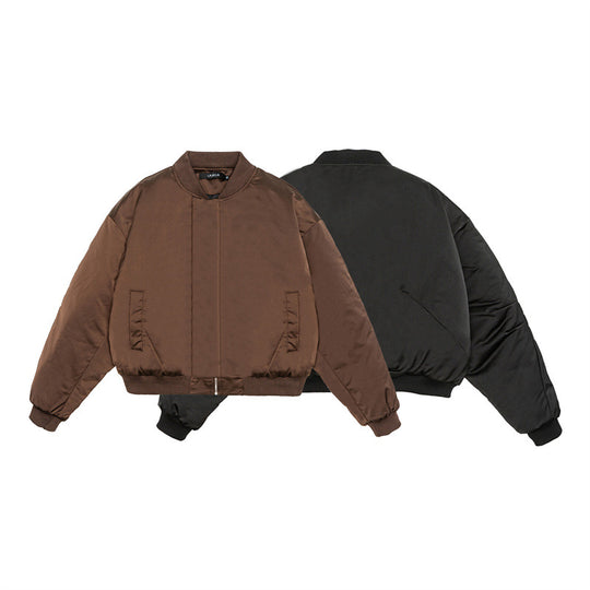 Unisex Kurz geschnittener Boxy-Puffer-Bomber mit minimalistischer Frontblende Shop Nory