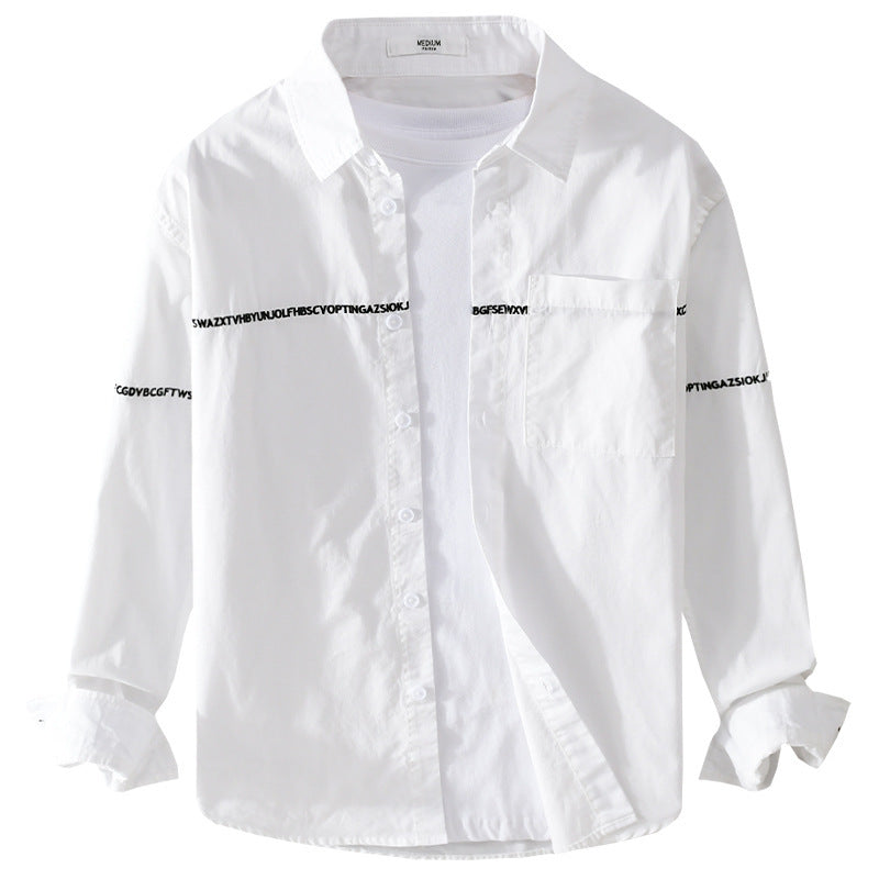 Herren Langarm-Hemd im Overshirt-Stil mit eingearbeitetem Schriftband und Brusttasche Shop Nory