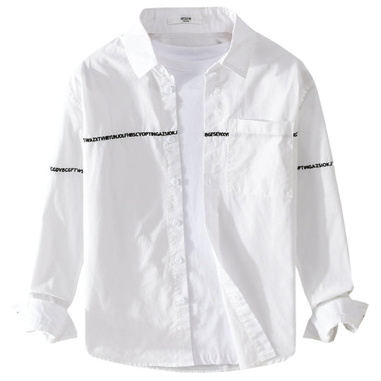 Herren Langarm-Hemd im Overshirt-Stil mit eingearbeitetem Schriftband und Brusttasche Shop Nory