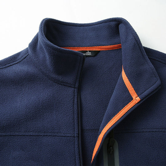 Herren Fleece-Outdoorjacke mit durchgehendem Reißverschluss, hohem Kragen und wasserabweisender Reißverschlusstasche Shop Nory