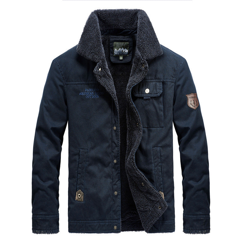 Herren robuster Canvas-Fieldblouson mit wärmender Sherpa-Innenlage und Hemdkragen Shop Nory