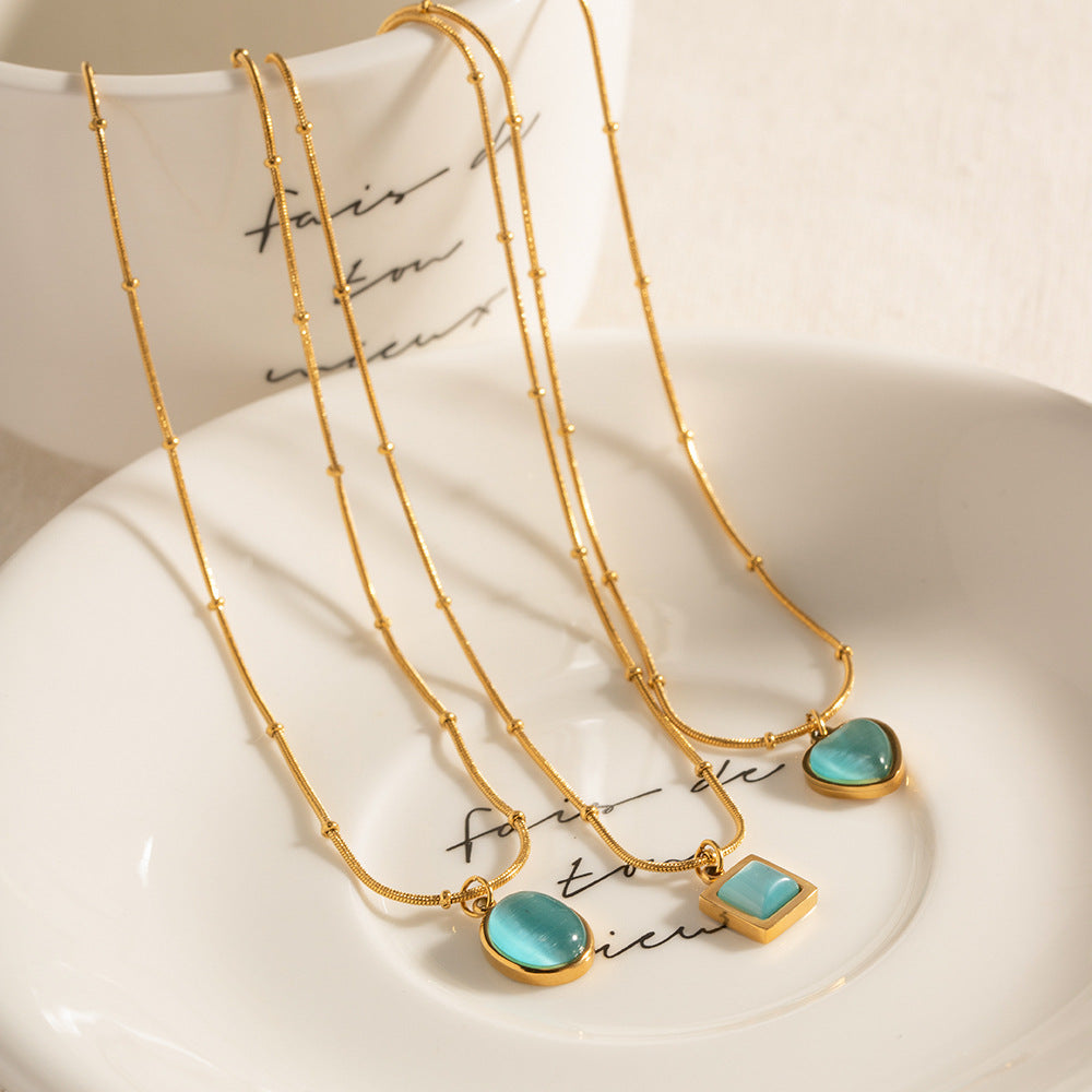 Damen Halskette mit elegantem ovalem Anhänger und hypoallergener Edelstahlverarbeitung Shop Nory