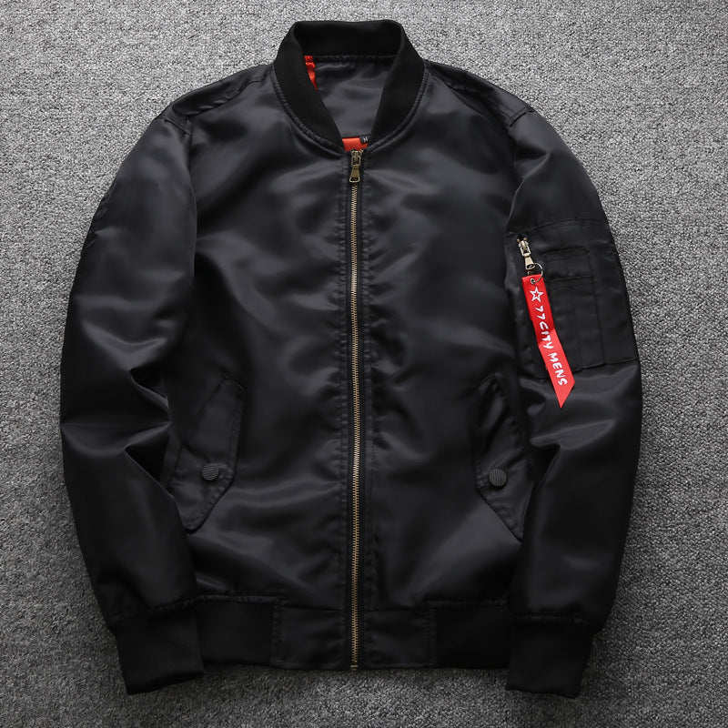 Herren Taillierter Nylon-Bomber im Aviator-Look mit Ärmeltasche und gerippten Bündchen Shop Nory