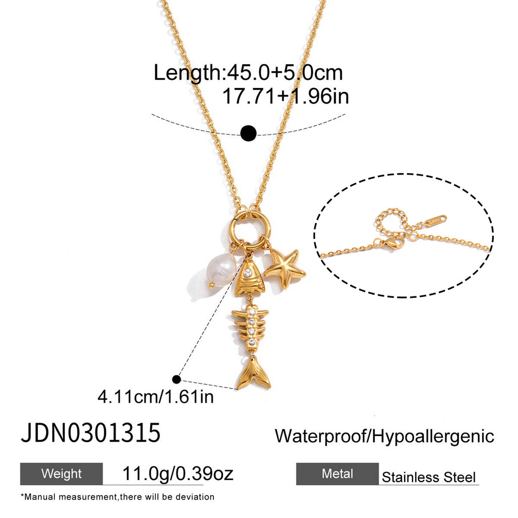 Damen Halskette mit Fisch-Design und hochwertigem Edelstahl Shop Nory