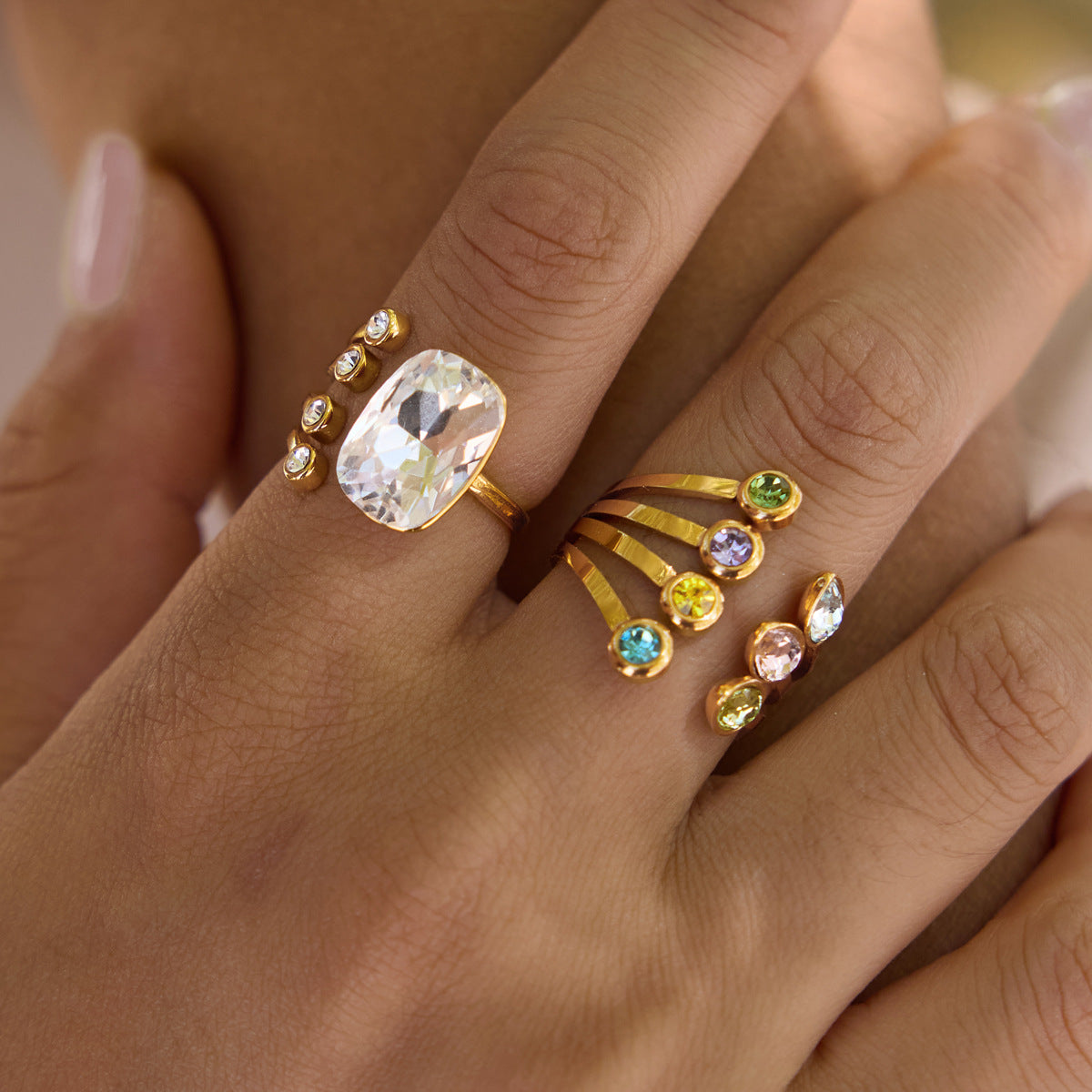 Damen Offener Ring mit funkelndem Kristallbesatz Shop Nory