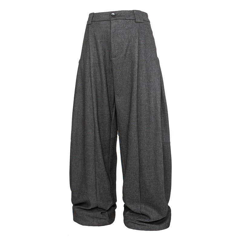 Damen Weite Bundfalten-Hose im Palazzo-Stil mit hoher Taille und Umschlagbund Shop Nory