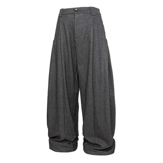 Damen Weite Bundfalten-Hose im Palazzo-Stil mit hoher Taille und Umschlagbund Shop Nory