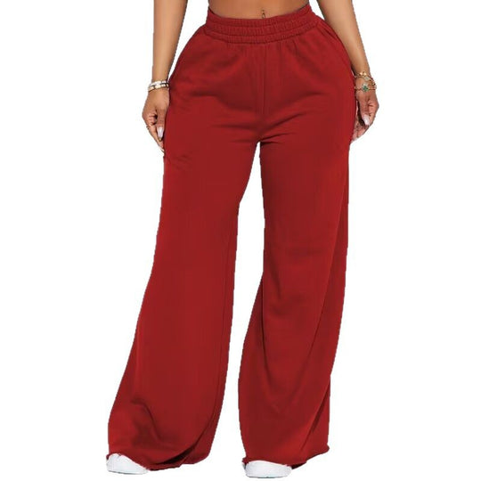 Damen nan weite Highwaist Palazzo-Loungehose mit doppelt gerafftem Komfortbund und fließender Wide‑Leg-Silhouette Shop Nory