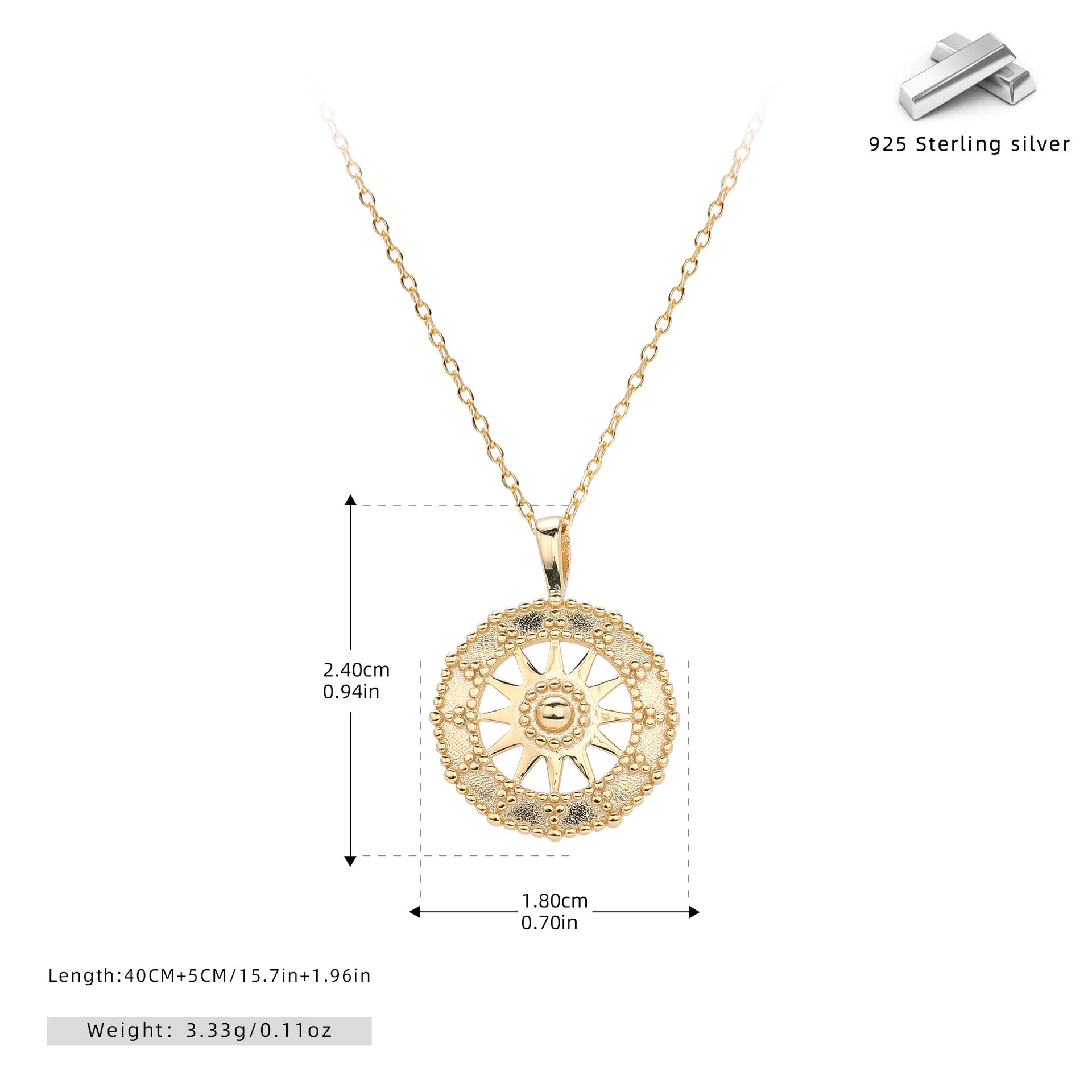 Damen Halskette mit kunstvoll gestaltetem Sonnendesign Shop Nory