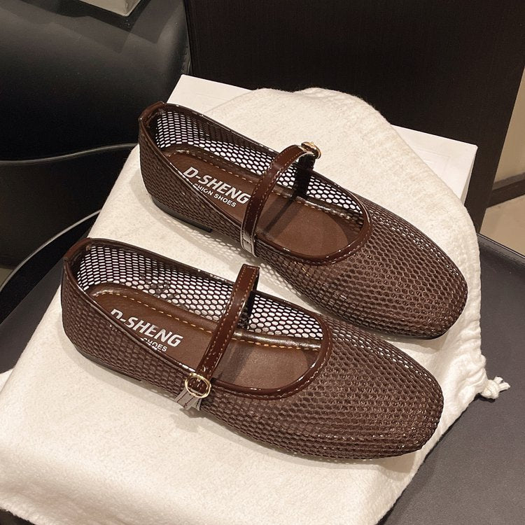 Damen atmungsaktive Ballerinas mit verstellbarem Riemen