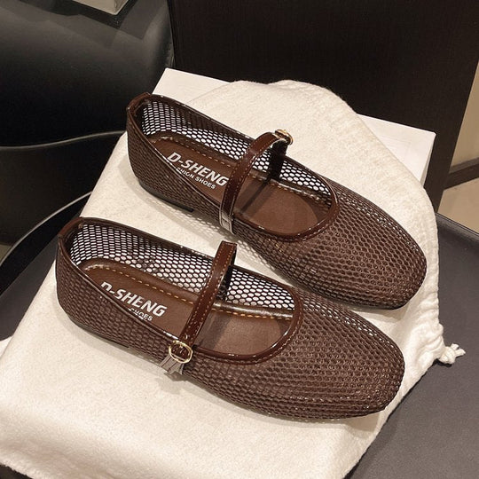 Damen atmungsaktive Ballerinas mit verstellbarem Riemen