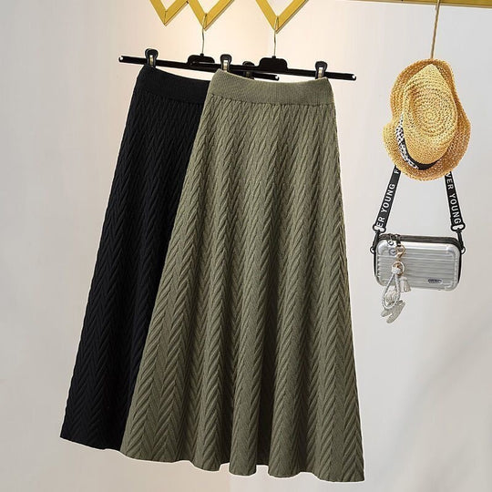 Damen Eleganter Maxirock mit Chevron-Muster Shop Nory