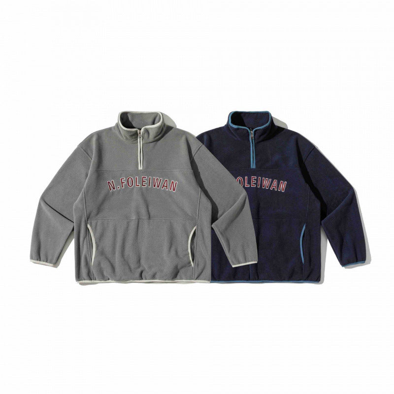 Unisex Oversize-Fleecepullover mit Halbzip, Stehkragen und Eingrifftaschen Shop Nory