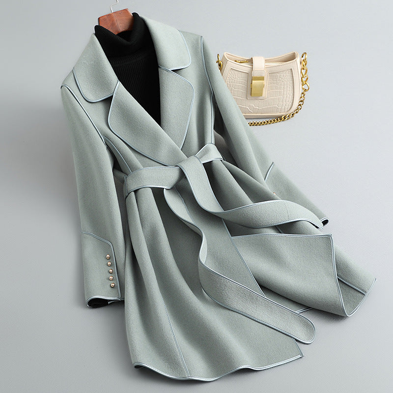 Damen Eleganter Wickelmantel mit Gürtel Shop Nory