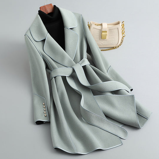Damen Eleganter Wickelmantel mit Gürtel Shop Nory