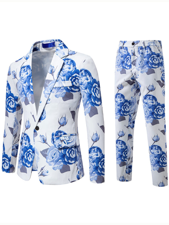 Damen Zweiteiliges Anzugset mit floraler Allover‑Print-Optik, tailliertem Sakko und schmaler Hose Shop Nory