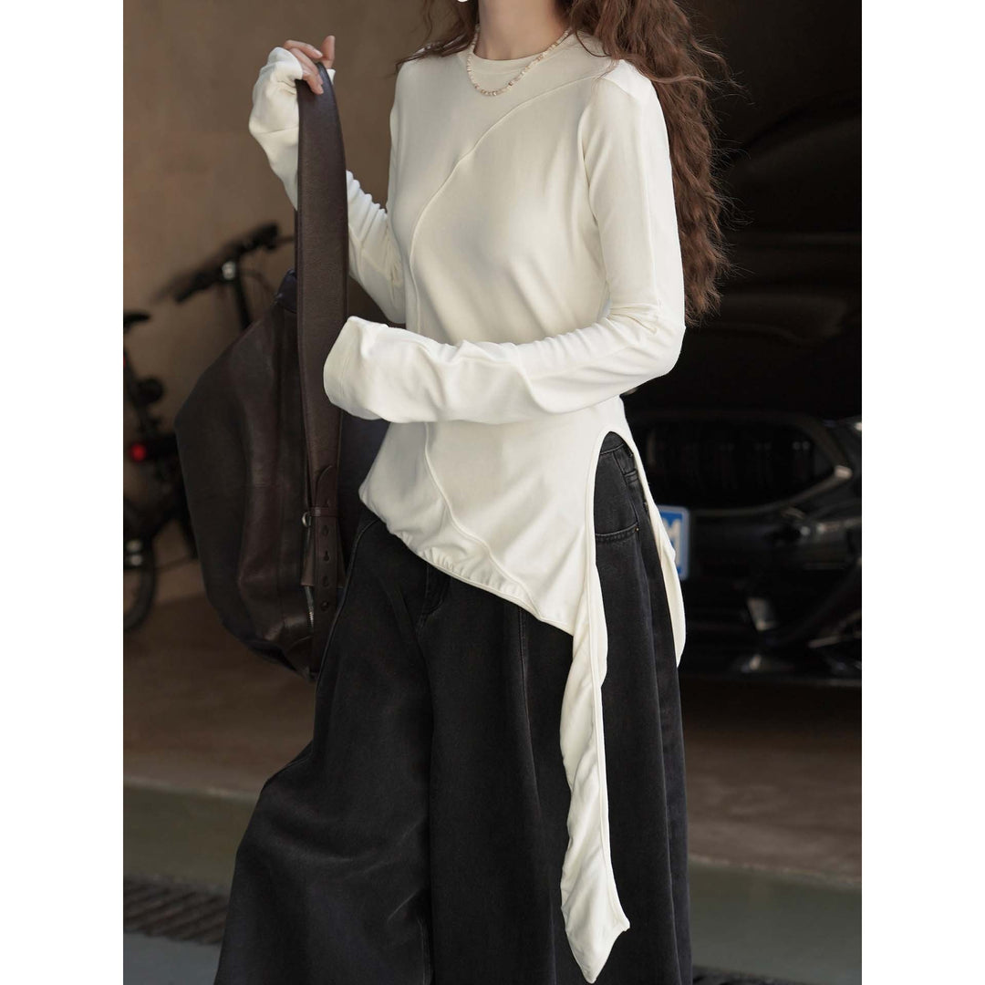Damen Asymmetrisches Longsleeve mit seitlichen Bindebändern Shop Nory