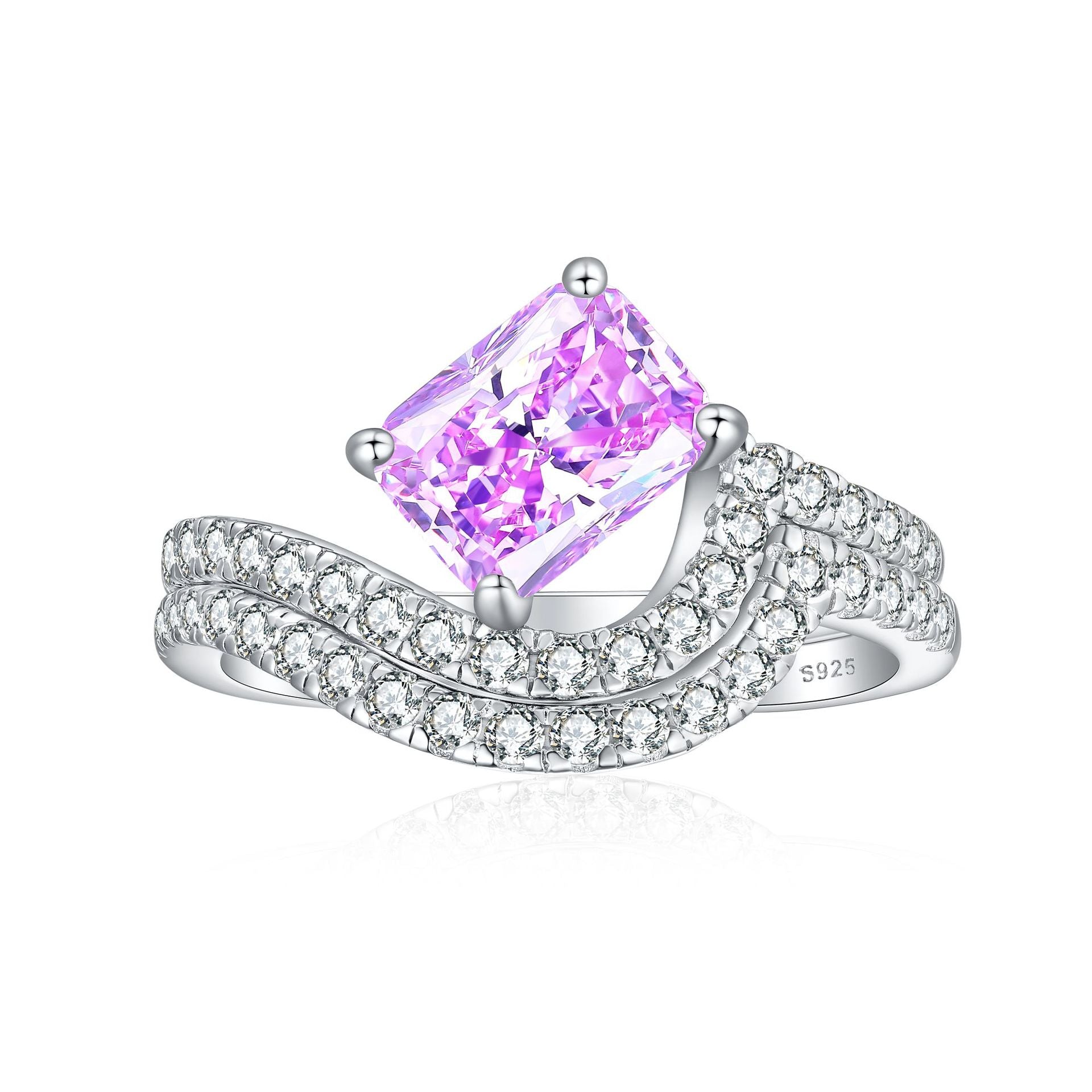 Damen eleganter Ring mit funkelndem Edelstein und Zirkonia-Verzierung Shop Nory