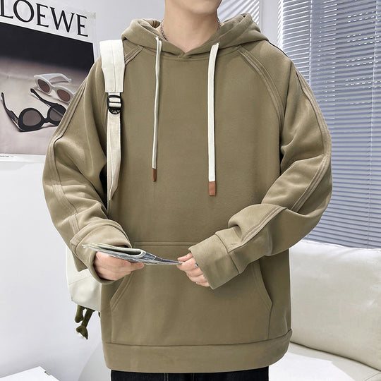 Herren Oversize Kapuzenpullover mit Kängurutasche Raglanärmeln und extra langen Kordeln Shop Nory
