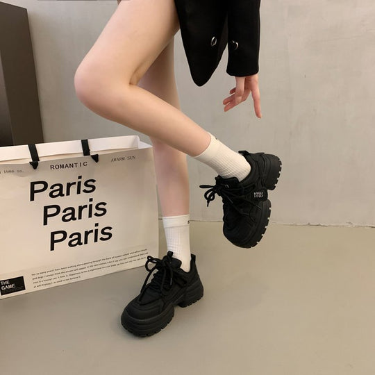 Damen modische Chunky Sneakers mit hoher Plattform und raffinierter Schnürung Shopnory