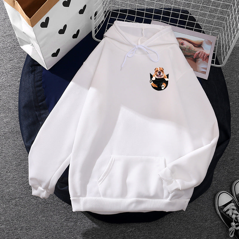 Unisex nan Kapuzenpullover mit Bulldoggen-Taschenpatch, oversized Schnitt und angerauter Fleece-Innenseite Shop Nory