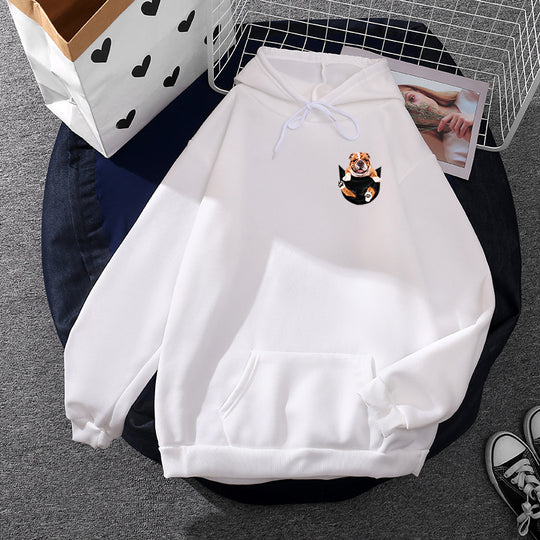 Unisex nan Kapuzenpullover mit Bulldoggen-Taschenpatch, oversized Schnitt und angerauter Fleece-Innenseite Shop Nory