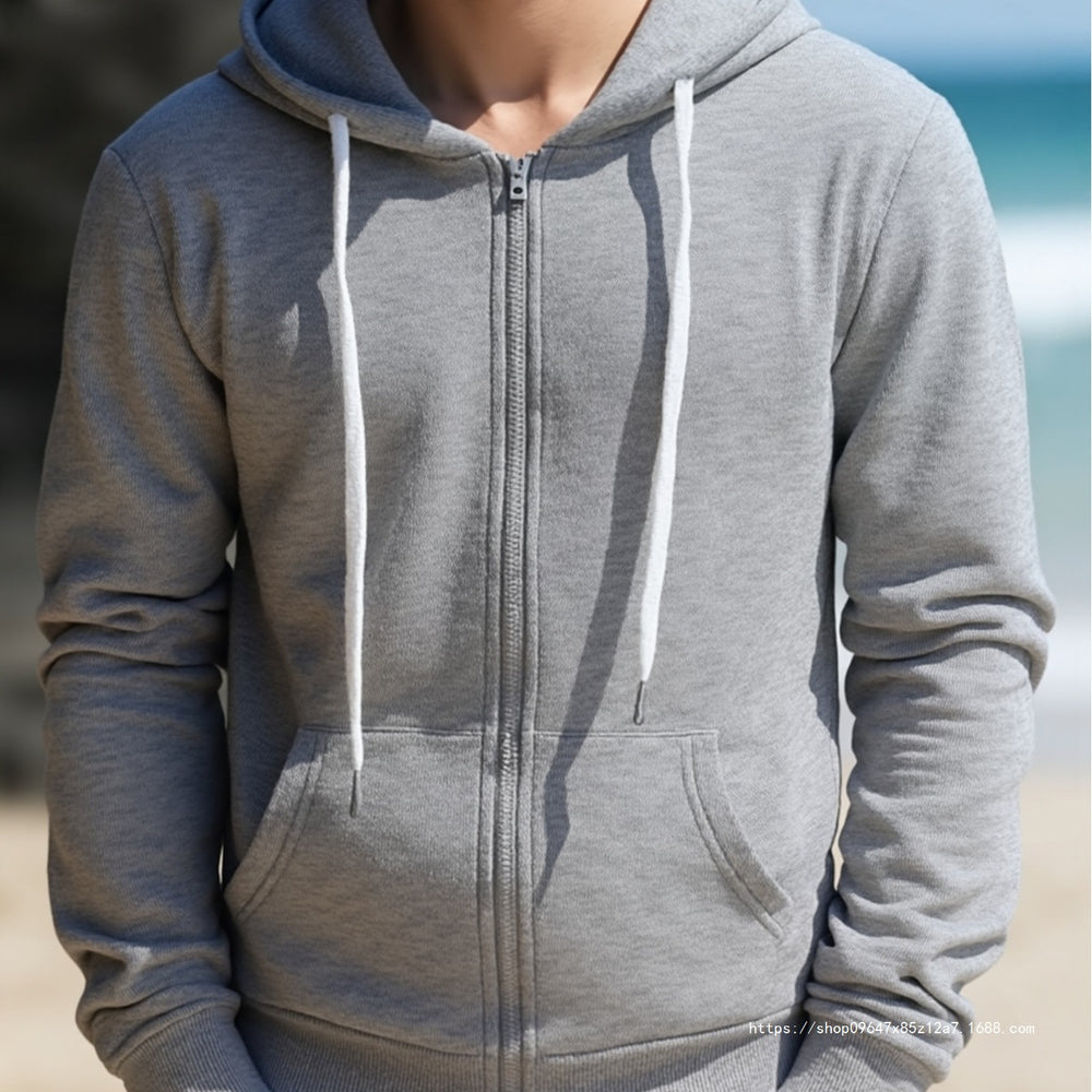 Herren Kapuzen‑Sweatjacke mit durchgehendem Reißverschluss, Kängurutaschen & weichem Futter Shop Nory