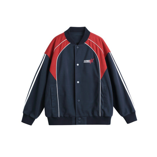Herren Sportliche College-Bomberjacke mit Stehkragen, Raglanärmeln und kontrastierenden Paspeln Shop Nory