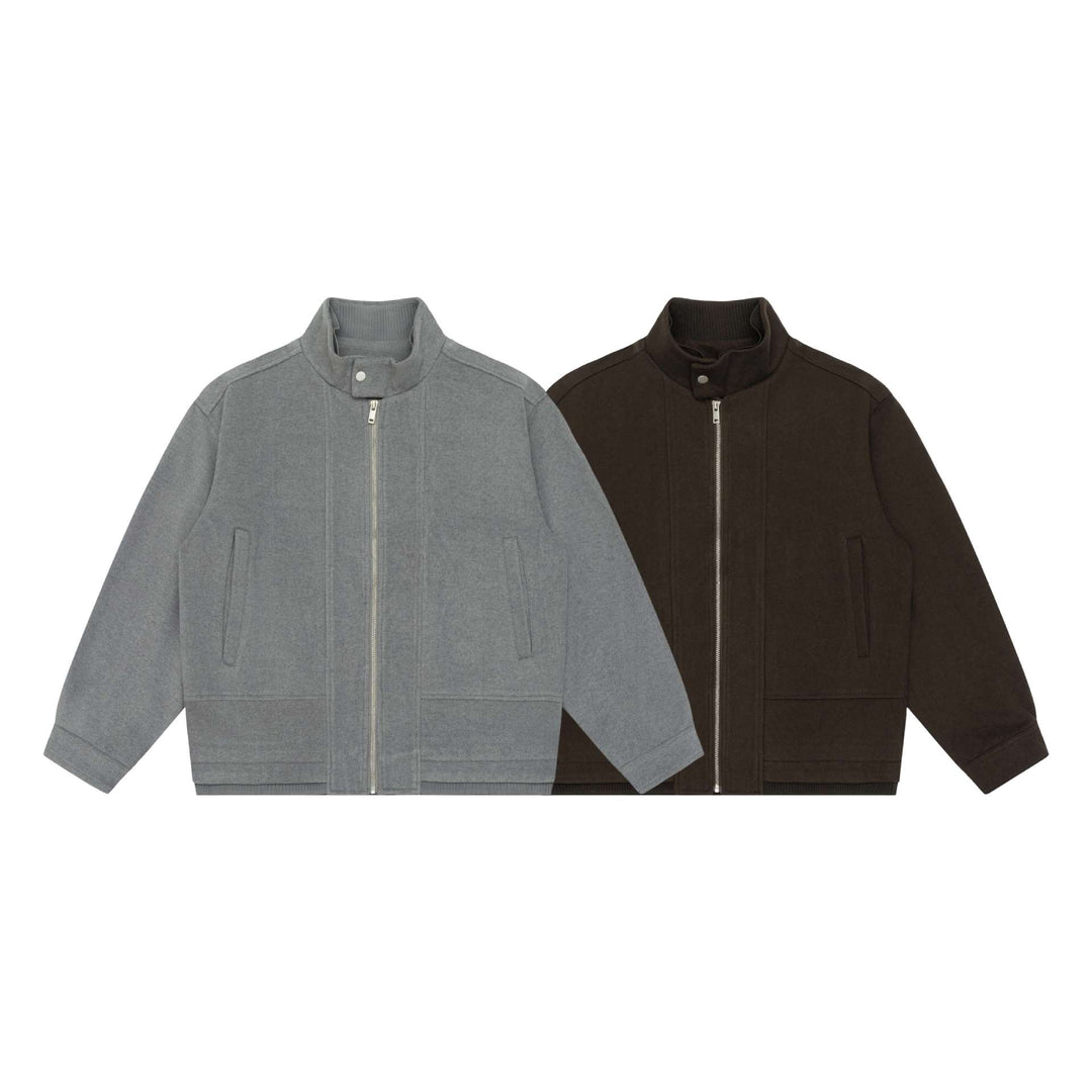 Herren Boxy-Wollmix-Zipblouson mit hohem Rippkragen und verdeckter Frontklappe Shop Nory