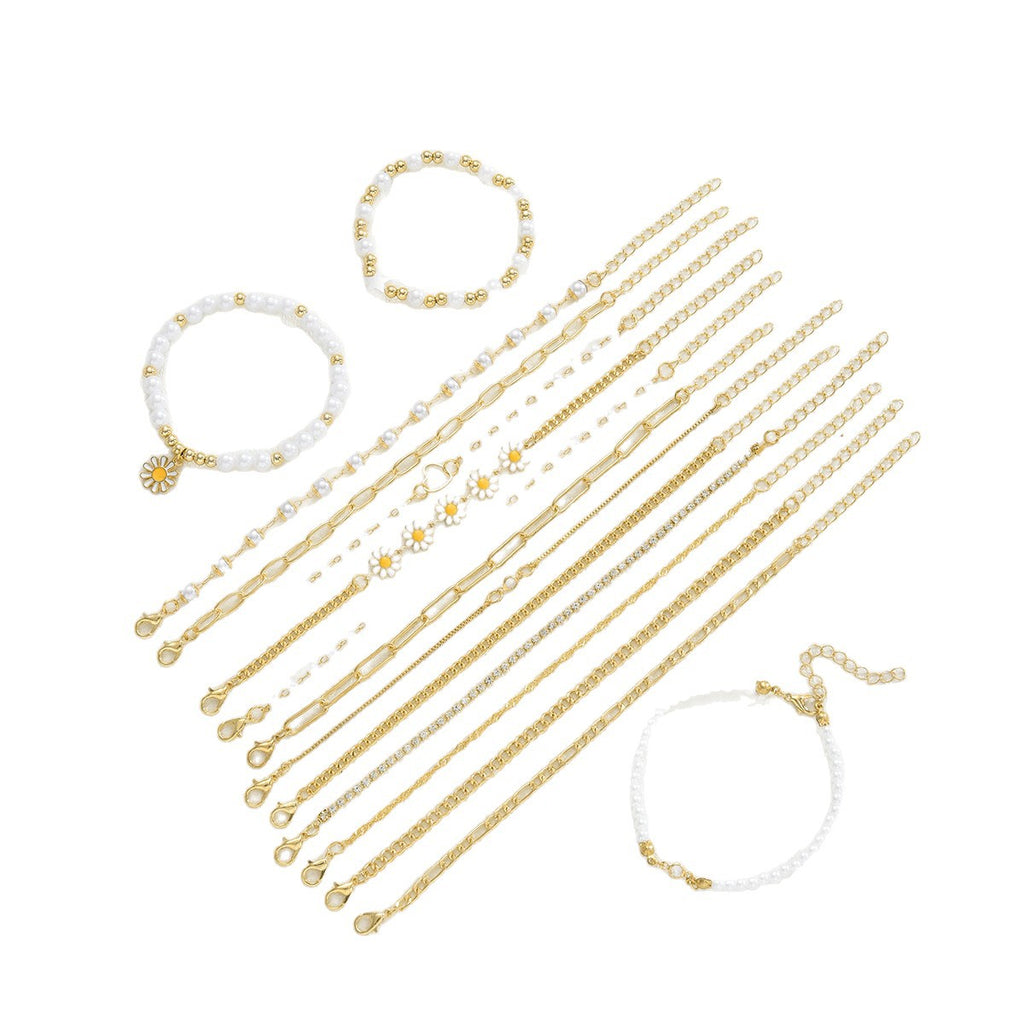 Damen Armband-Set mit floralen Mustern und funkelnden Akzenten Shop Nory