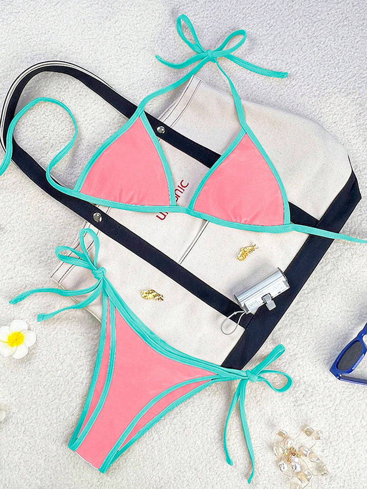 Damen Triangel-Bikini mit verspielten Schleifen