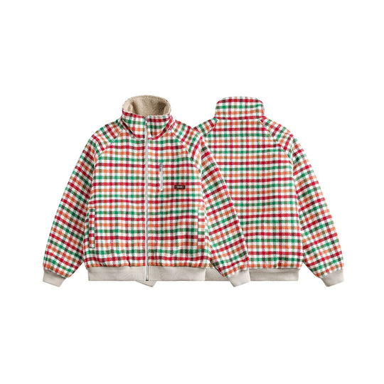 Damen Karierter Teddy‑Fleece‑Blouson im Boxy‑Cut mit Stehkragen Shop Nory