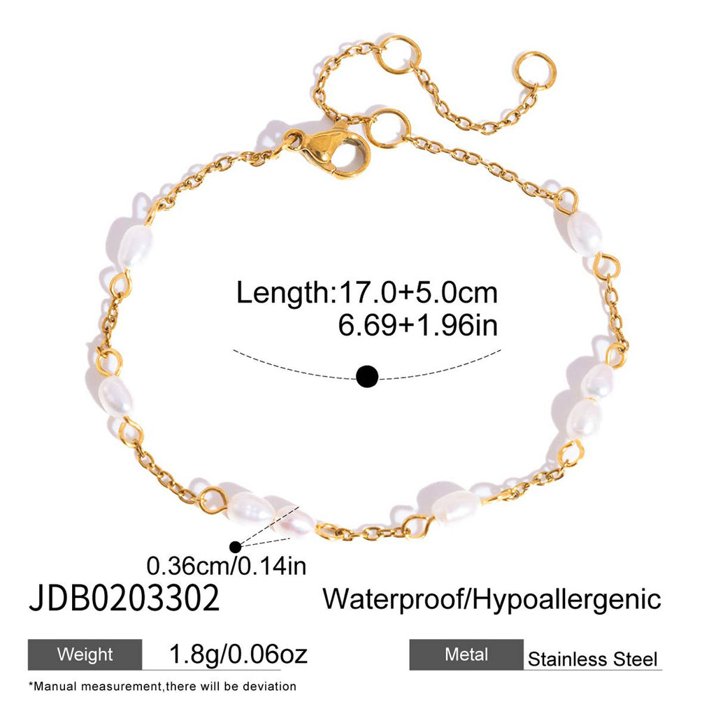 Damen Edelstahlarmband mit elegantem Perlendesign Shop Nory