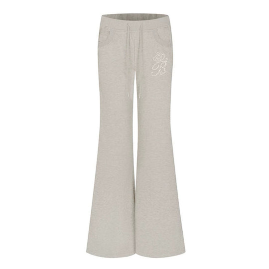 Damen Ausgestellte Loungehose mit hohem Komfortbund, Kordelzug und Strass‑Logo Shop Nory