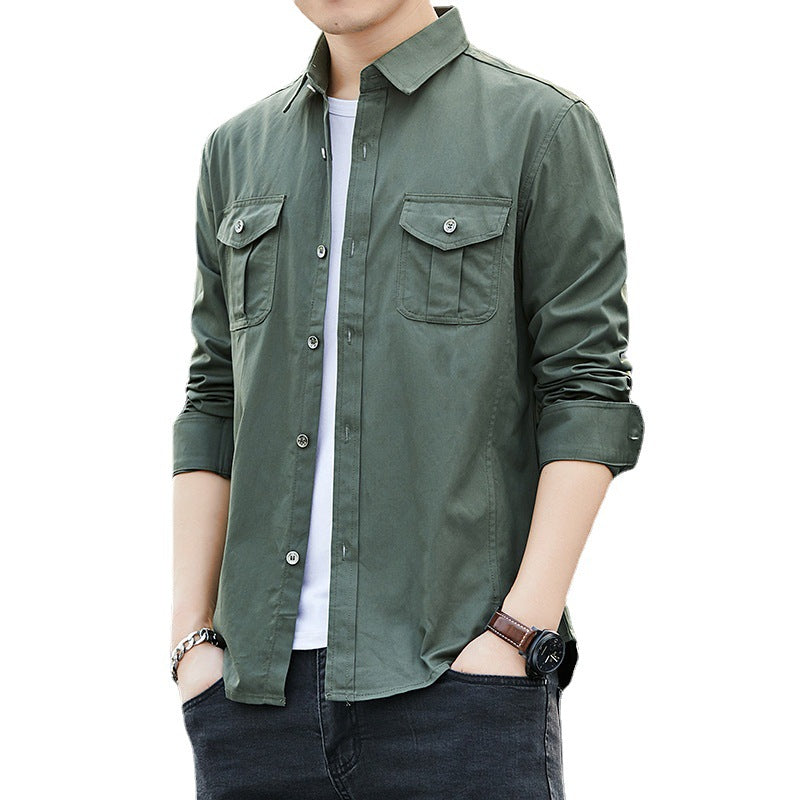 Herren Leichtes Military-inspiriertes Overshirt mit Epauletten und Brustpattentaschen Shop Nory
