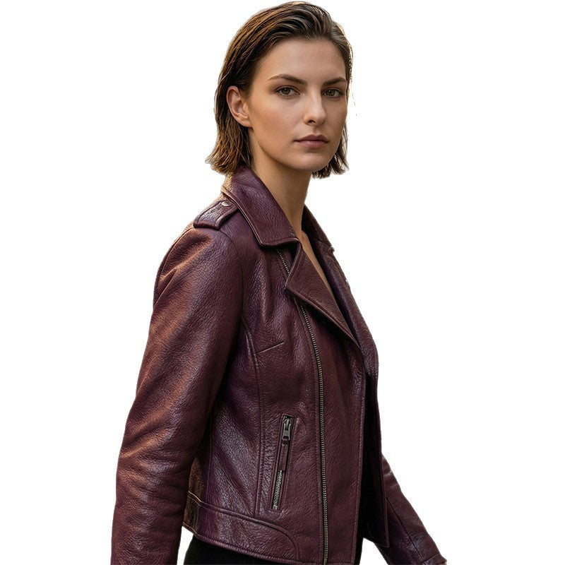 Damen Stylische Bikerjacke aus hochwertigem Leder Shop Nory