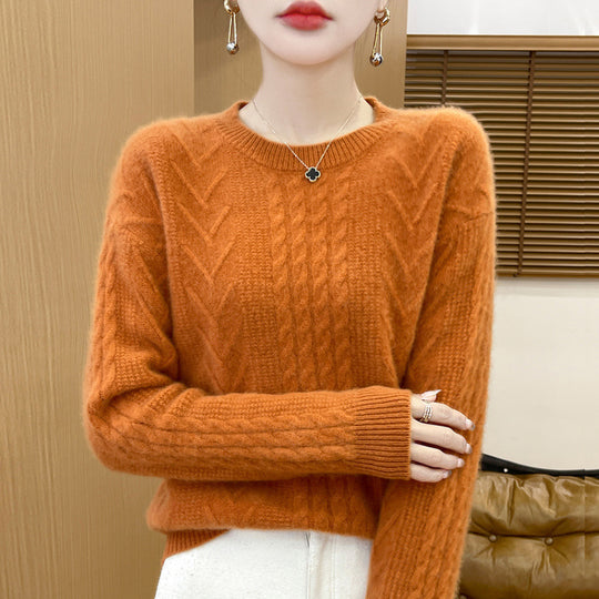 Damen Kurzpullover mit Zopfmuster, Rundhals und kaschmirähnlicher Weichheit Shop Nory