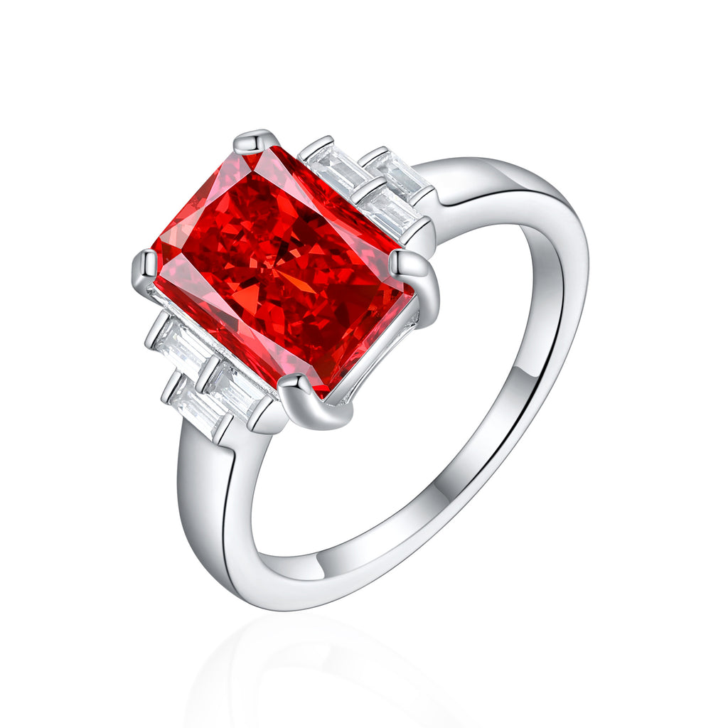 Damen Ring mit großem, rechteckigem Edelstein und funkelnden Akzenten Shop Nory