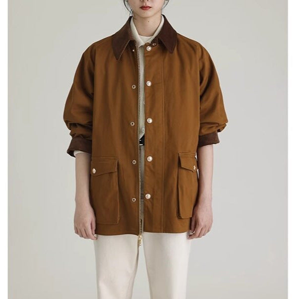 Damen Stilvolle Übergangsjacke mit praktischem Kragen und großen Taschen Shop Nory