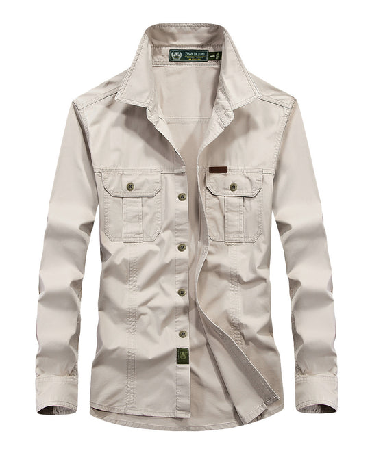 Herren leichtes Canvas-Fieldhemdjacke mit Brustpattentaschen und verstärkten Nähten Shop Nory